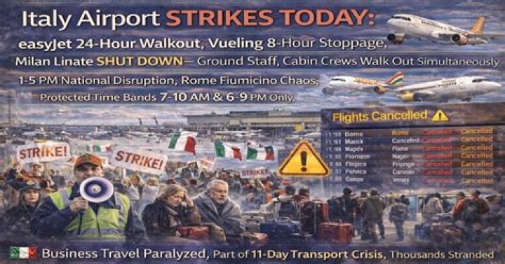 Italy faces strike by airport staff on Monday 8 January