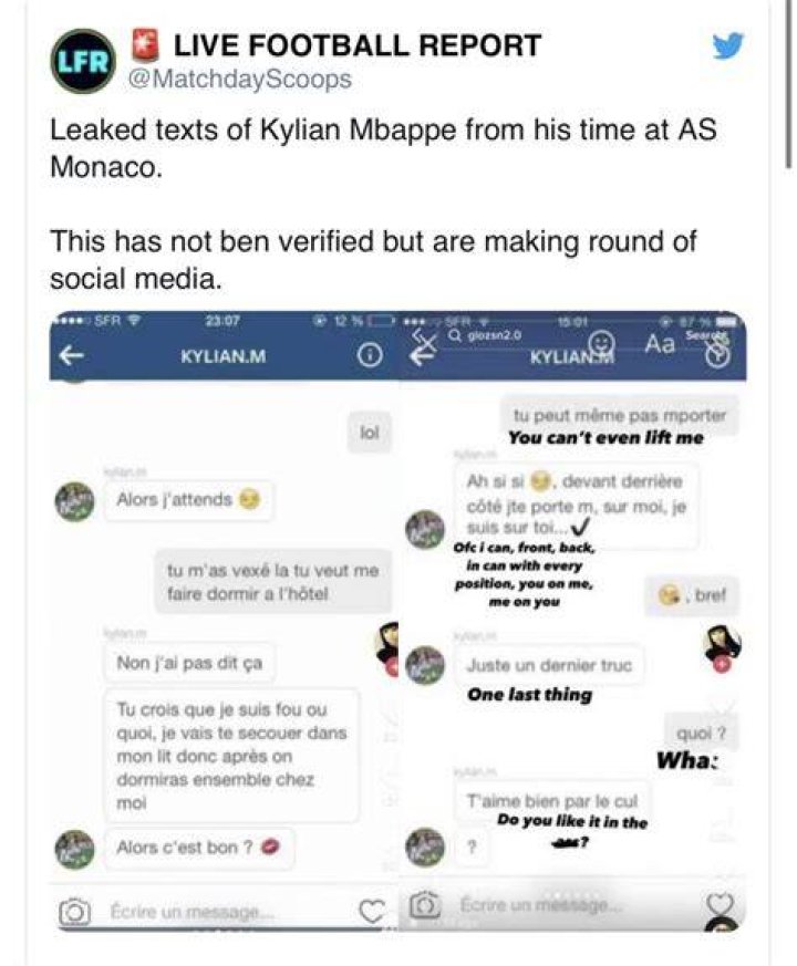 Mbappe leaked texts messages..