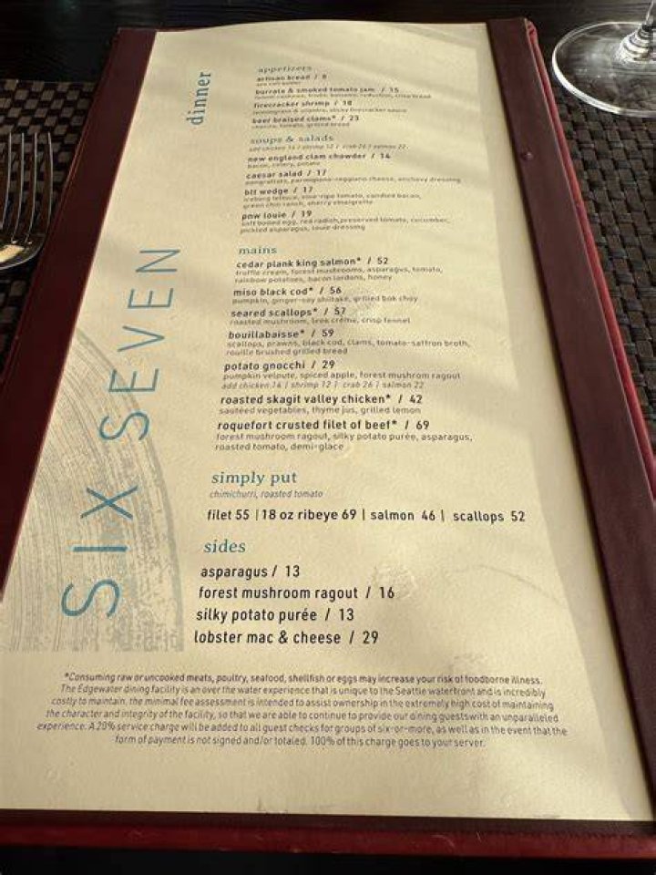 Six Seven Restaurant, Seattle Carta del restaurante y opiniones